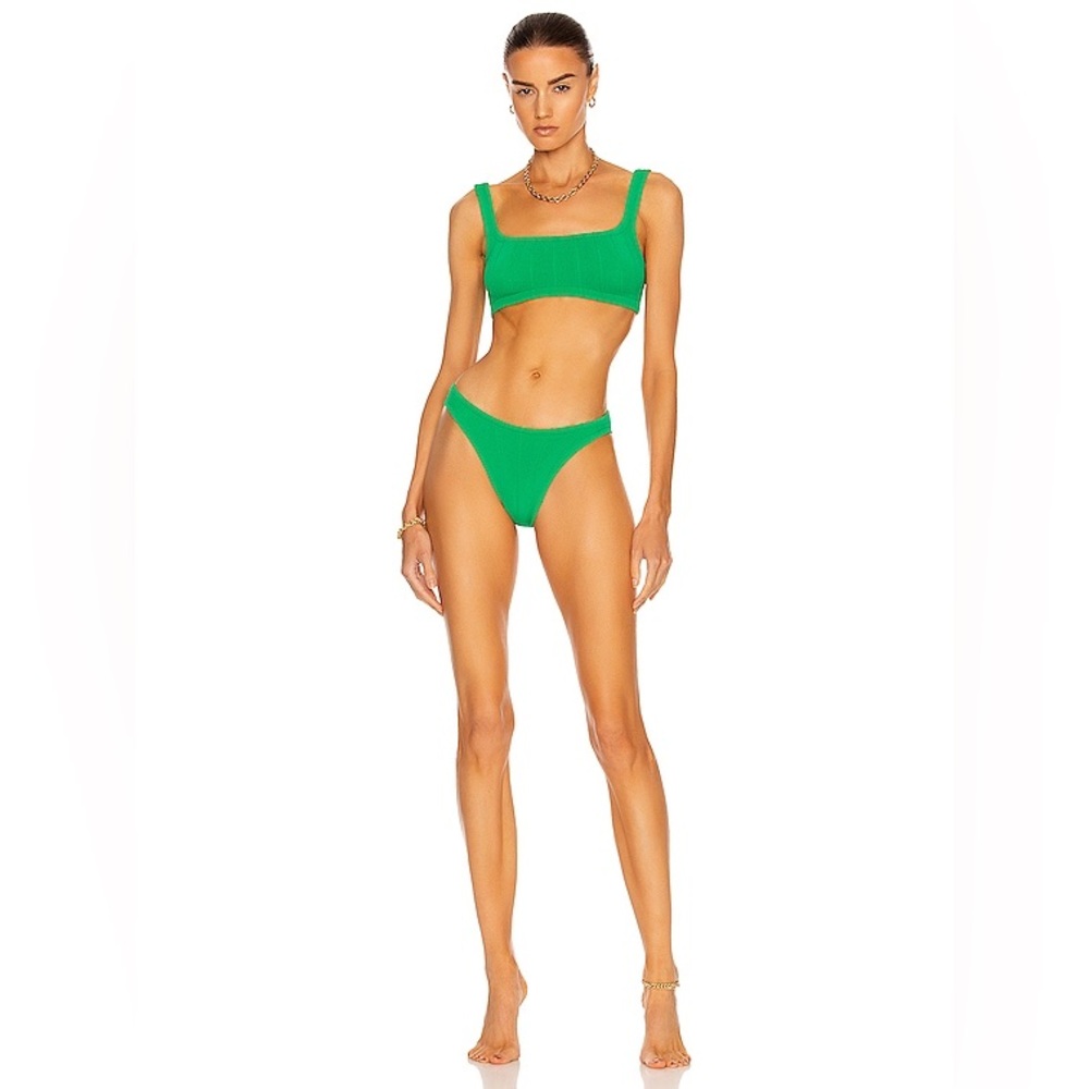 Hunza G Helena Nile Rib Bikini SET Emerald NWT